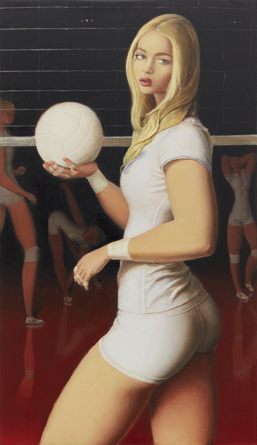 868x1501, 322 Kb / блондинка, тренировка, мяч, волейболистка, рисунок, Jansson Stegner