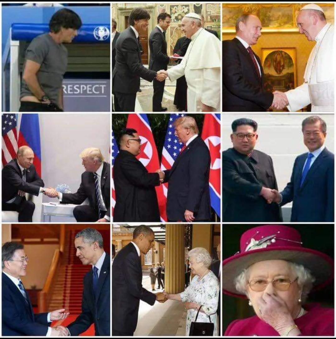 1080x1089, 148 Kb / Тренер, Путин, политика, папа, королева, рукопожатия