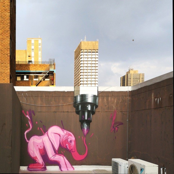 720x720, 110 Kb / маркер, слон, розовый, крыша, граффити