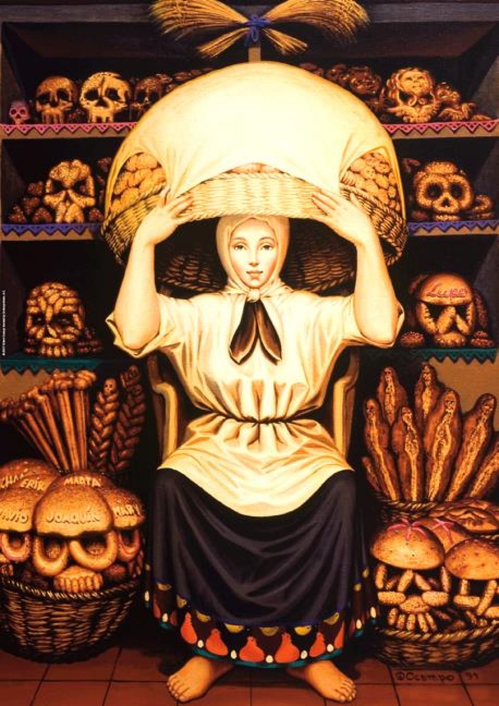 1024x1448, 269 Kb / девка, хлеба, черепа, Skull, Octavio Ocampo