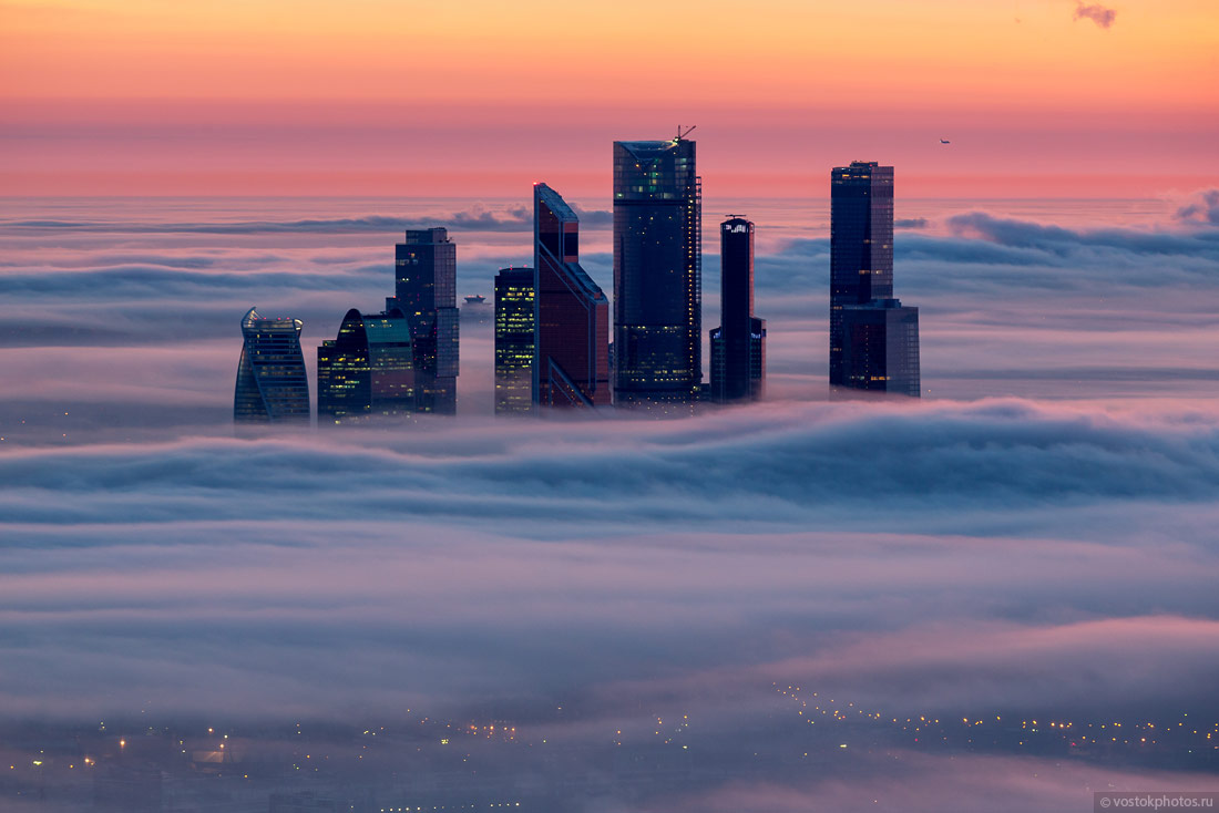 Вид с Москва Сити в туман
