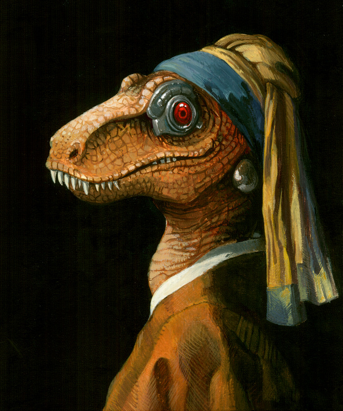 693x832, 217 Kb / девушка, с жемчужной сережкой, динозавр, рисунок, вермеер, почти
