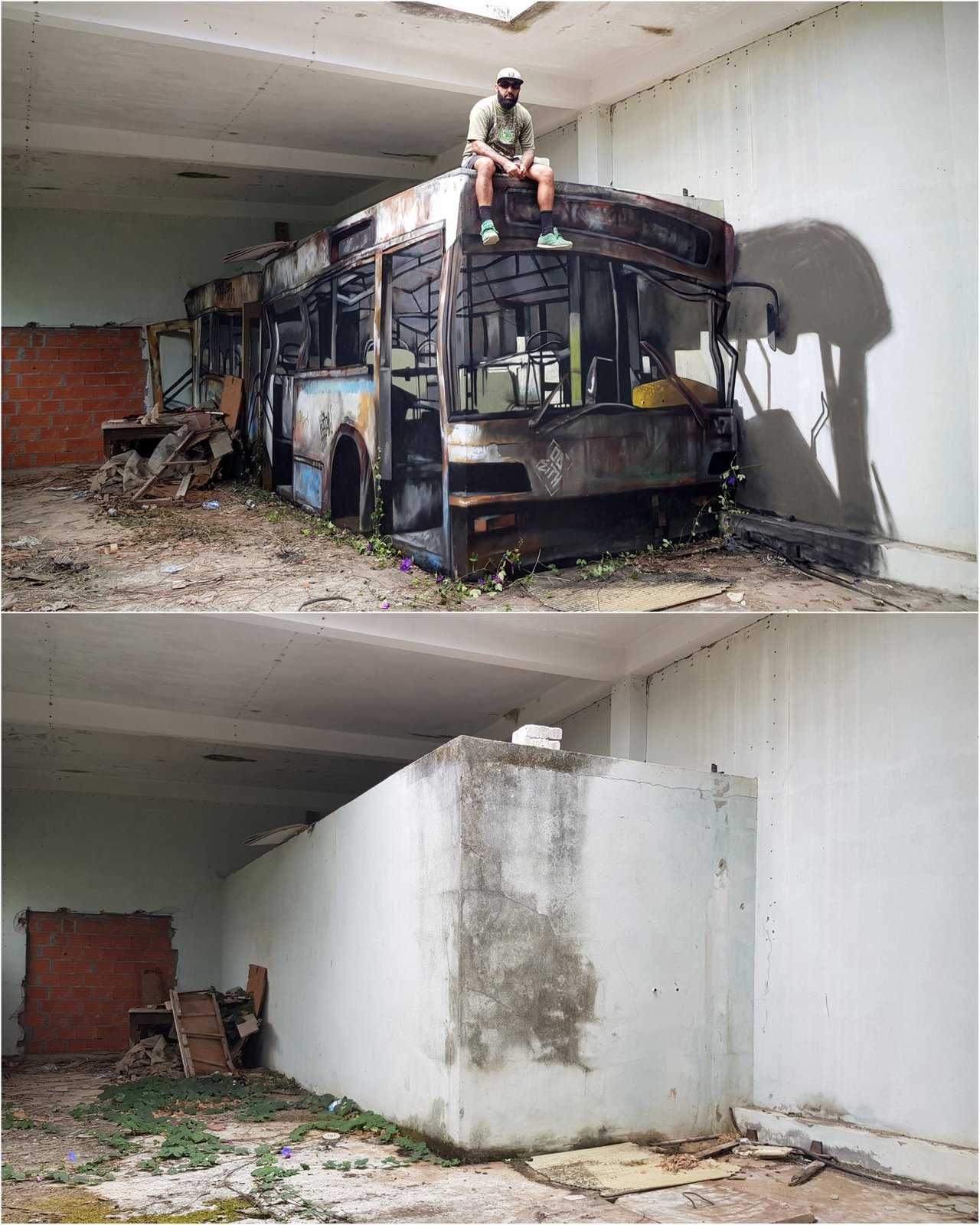 Граффити на автобусе заброшенном