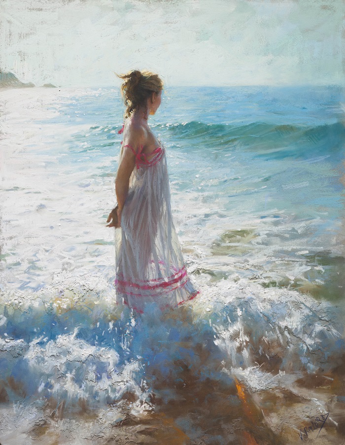 700x903, 283 Kb / женщина, дева, море, воды, волны, берег, картина, Висенте