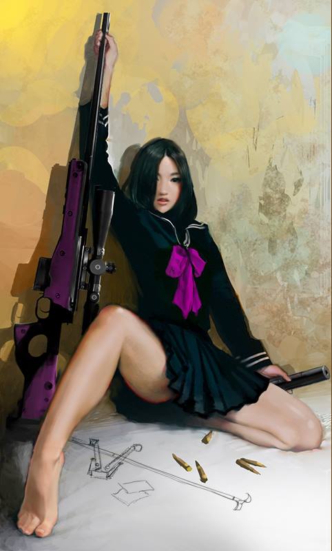 482x800, 41 Kb / азиатка, винтовка, Steven Stahlberg