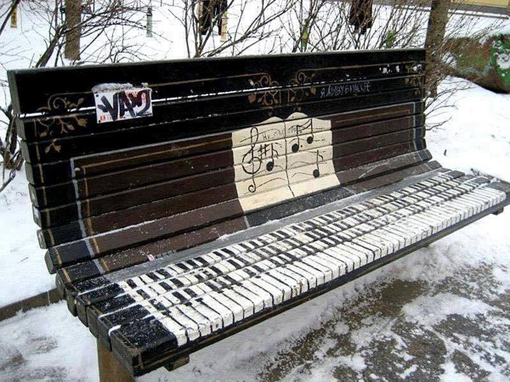 1000x750, 273 Kb / скамейка, снег, ноты, рояль, фортепиано, пианино