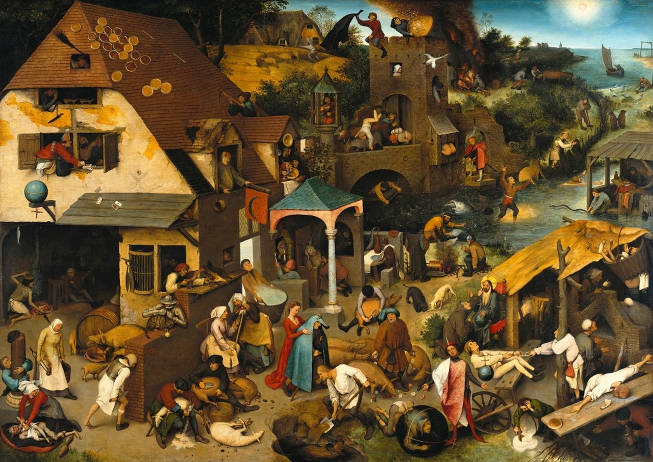 1280x906, 345 Kb / картина, Питер Брейгель, Фламандские пословицы, 1559 г