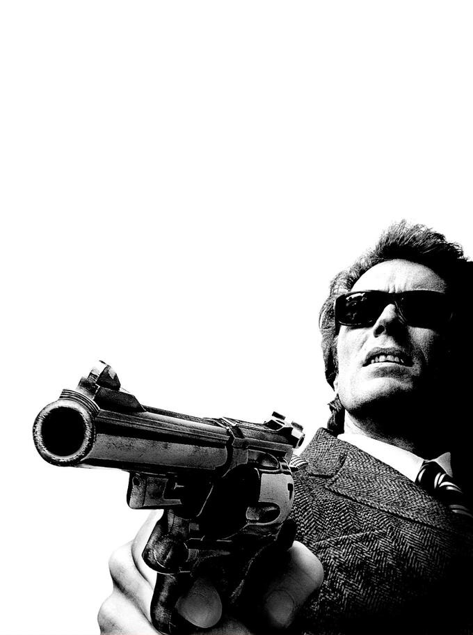 680x912, 72 Kb / Клинт Иствуд, револьвер, грязный, гарри, ч/б, очки, пистолет