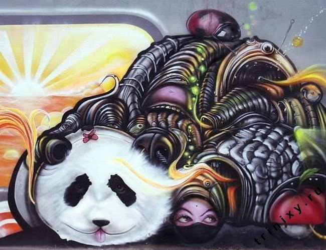 650x499, 74 Kb / граффити, панда, ИР