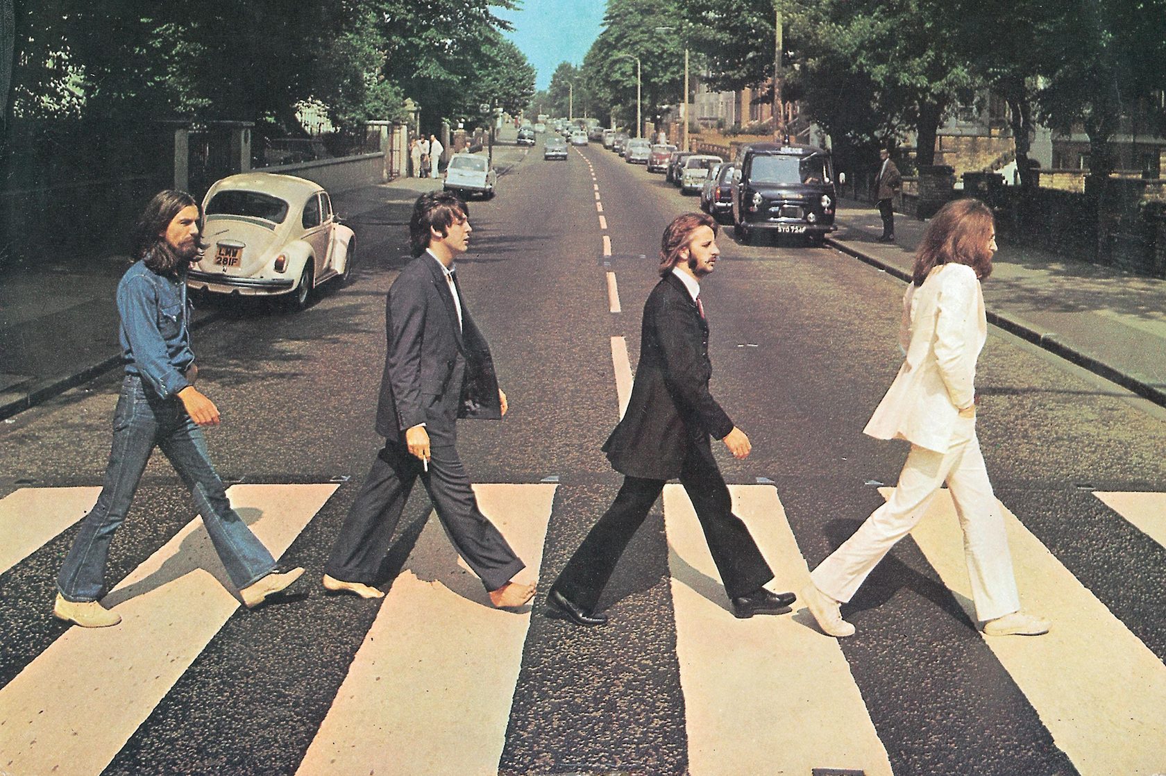 1680x1118, 476 Kb / The Beatles, пешеходный переход, зебра, дорога, автомобили, четверо, Abbey Road