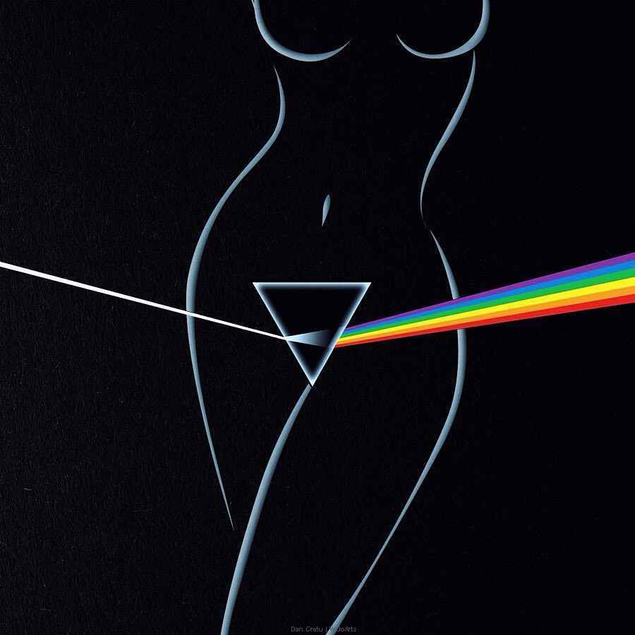 900x900, 36 Kb / сиськи, призма , свет, радуга, Pink Floyd
