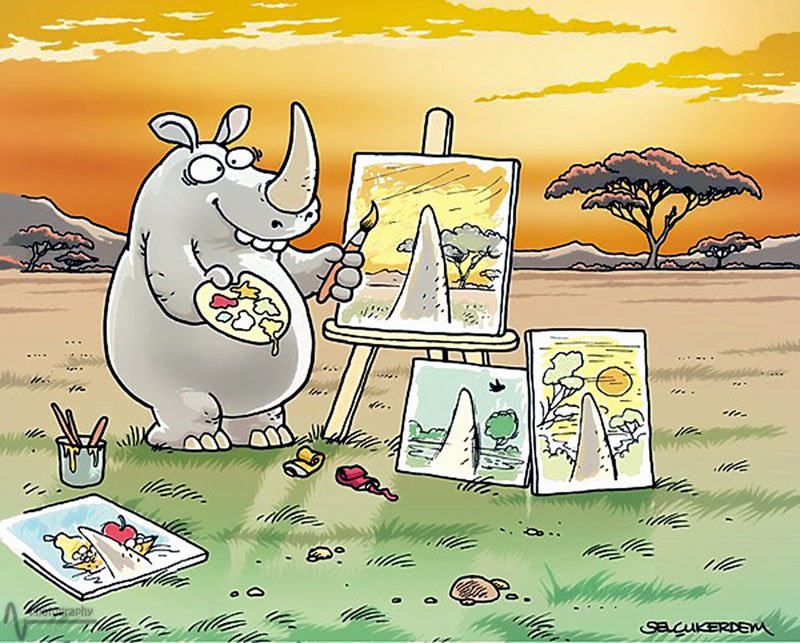 800x643, 129 Kb / носорог, картина, художник