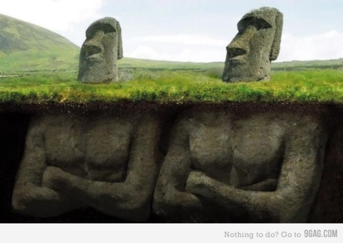 500x354, 55 Kb / моаи - гигантские каменные головы, остров Пасхи