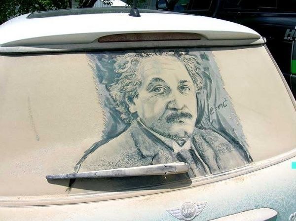 600x448, 54 Kb / мини, купер, Альберт Эйнштейн, пыль, рисунок, стекло