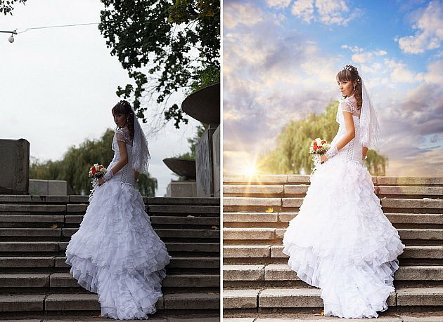 630x459, 109 Kb / платье, невеста, лестница, фотошоп