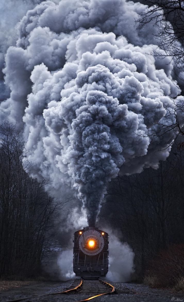 714x1170, 237 Kb / паровоз, локомотив, дым, пар, рельсы