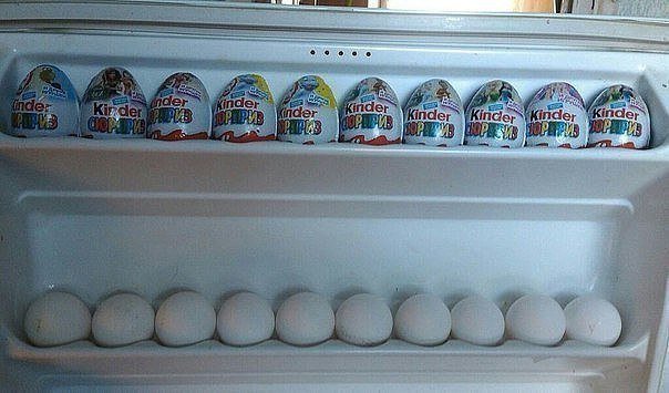 604x355, 46 Kb / киндер, яйца, холодильник