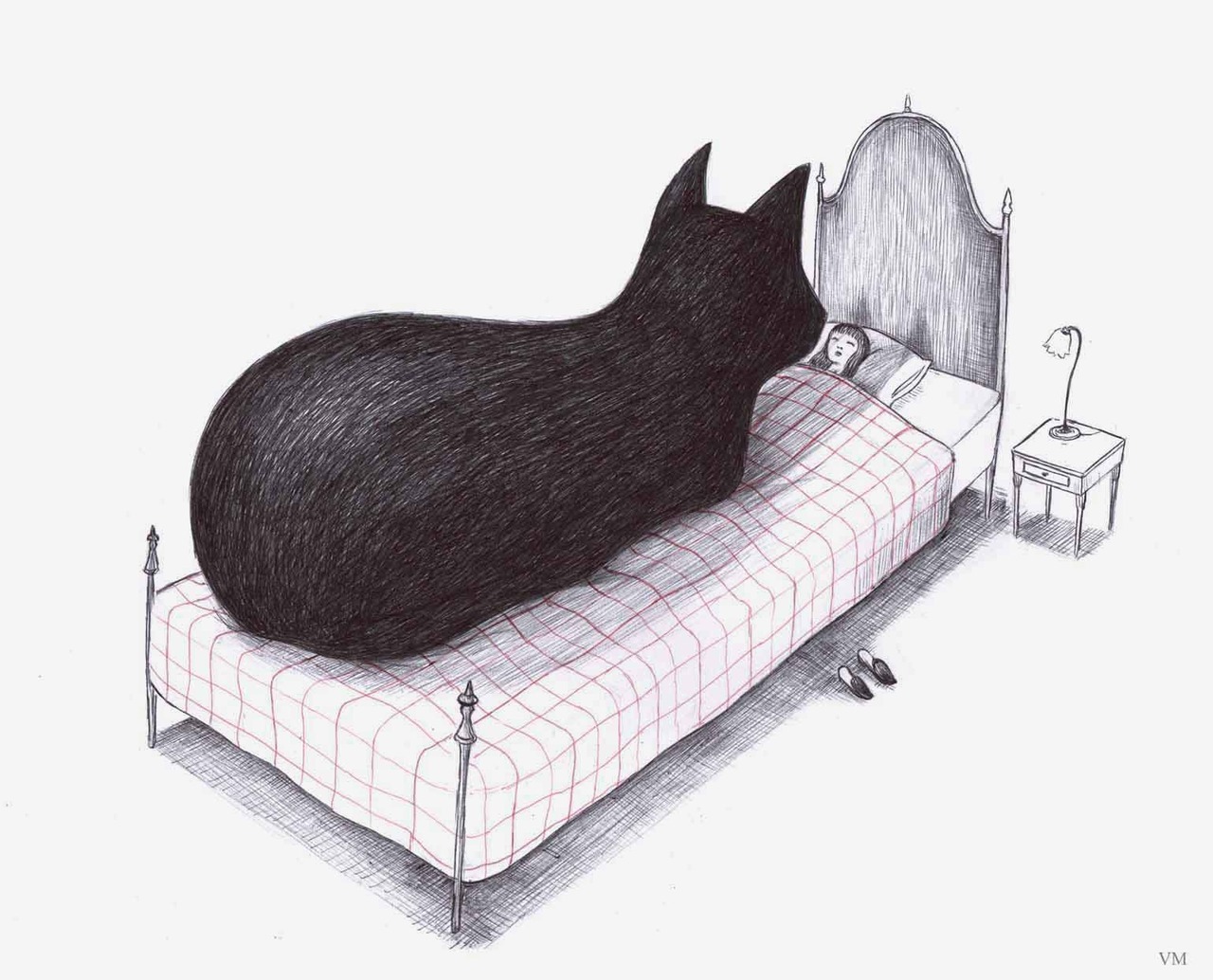 1280x1034, 207 Kb / кровать, кошка, Virginia Mori