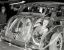 прозрачный, седан, выставка, понтиак, автомобиль, багажник, Сан-Франциско, США, 1940, плексиглас, девушка, ч/б, блондинка, улыбка, колесо