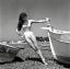 Brigitte Bardot, Брижит Бардо, боди, серьги, лодки, вода, берег, ч/б